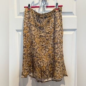 Banana Republic Floral Midi Skirt in Mustard and Taupe